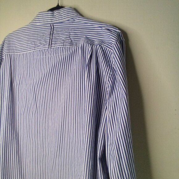 Caribbean Joe Shirt Men XL Button Up Long Sleeve Nautical Stripe Blue White - Picture 15 of 15
